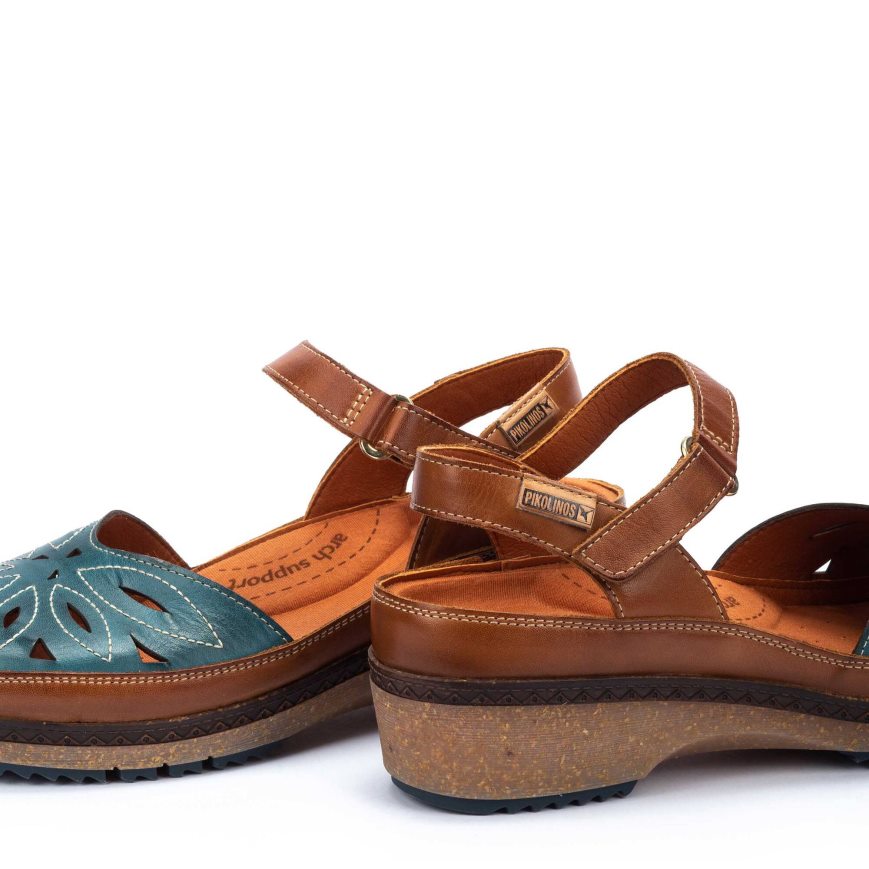 Women's Pikolinos GRANADA Sandals Brown / Turquoise | NZ B2QA018